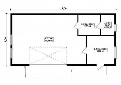 Rzut projektu G120 - Budynek garażowo - gospodarczy