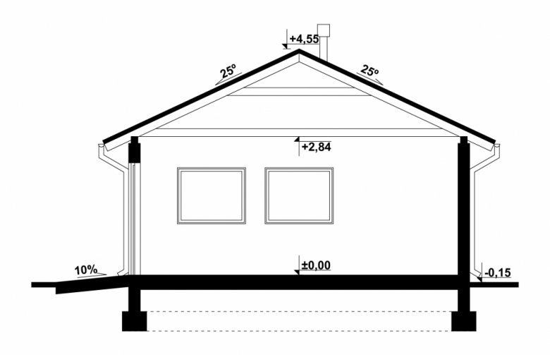 Projekt domu energooszczędnego G120 - Budynek garażowo - gospodarczy - przekrój 1