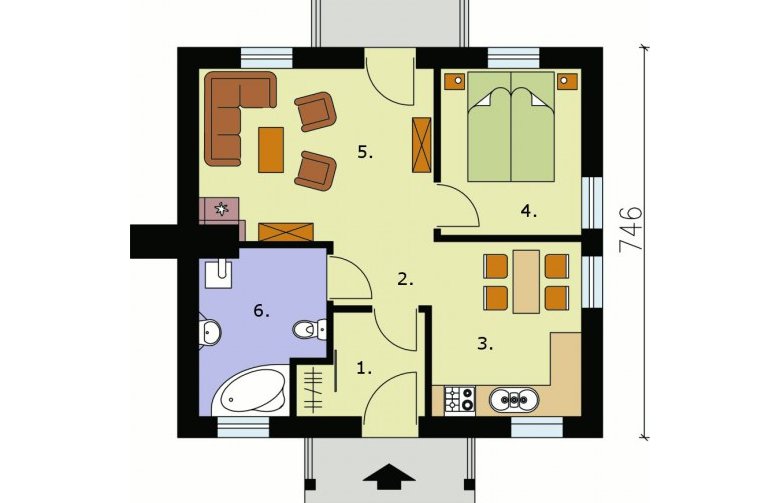 Projekt domu letniskowego LA LORA dom letniskowy - parter