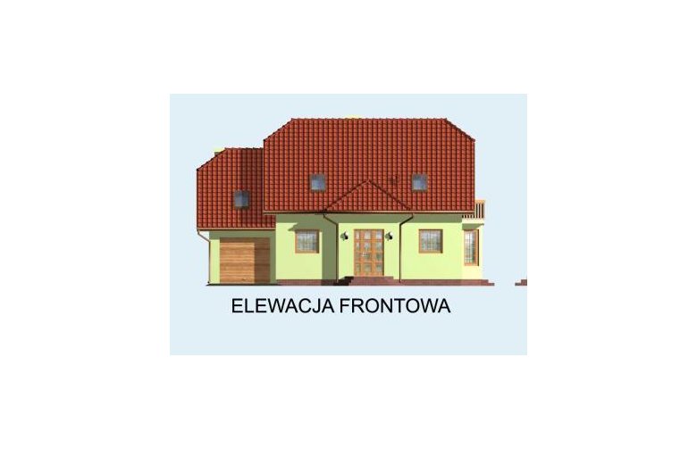 Projekt domu z poddaszem CASABLANCA - elewacja 1