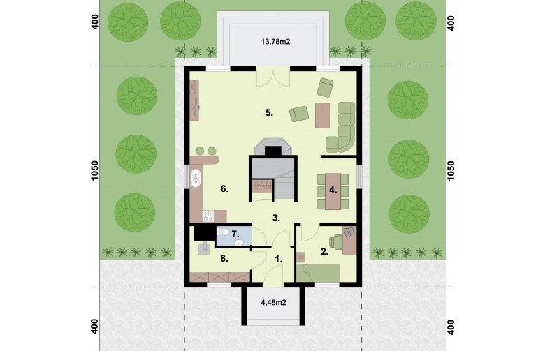 Projekt domu z poddaszem ACAPULCO - parter