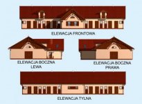 Elewacja projektu S25 Stajnia dla koni - 16 boksów + część mieszkalna - 1