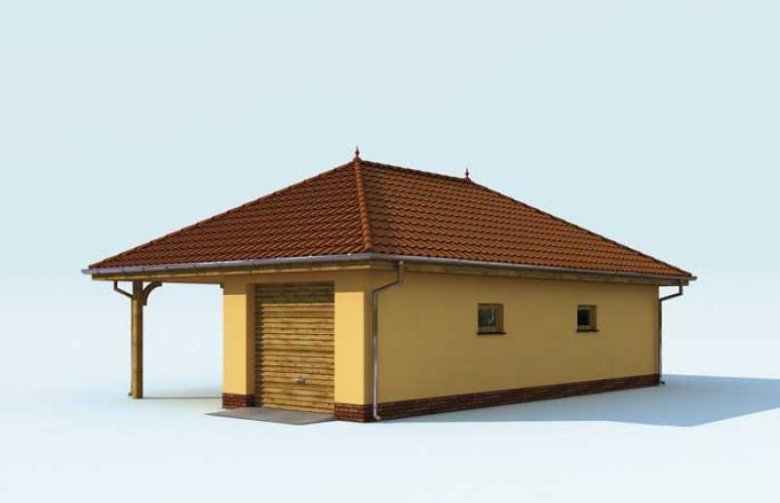 Projekt garażu G167 garaż z wiatą i pomieszczeniem gospodarczym