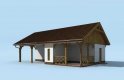 Projekt garażu G168 garaż z wiatą i pomieszczeniem gospodarczym - wizualizacja 3