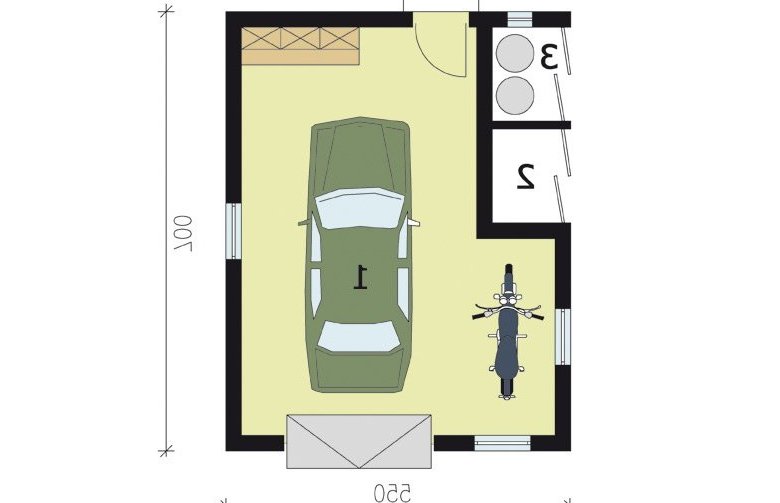 Projekt garażu G170 - przyziemie