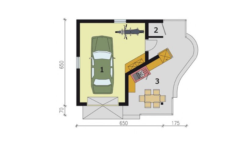 Projekt garażu G173 projekt z wędzarnią - przyziemie