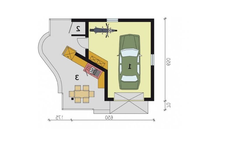 Projekt garażu G173 projekt z wędzarnią - przyziemie