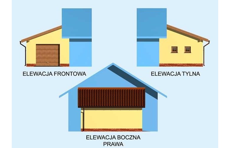 Projekt garażu GP1 garaż dostawiany - elewacja 1