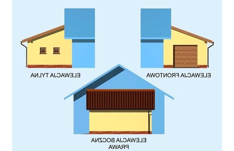 Projekt garażu GP1 garaż dostawiany - elewacja 1