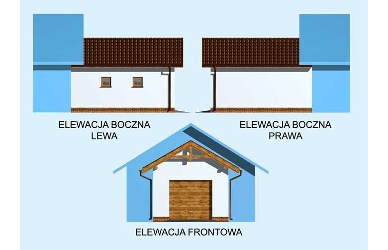 Projekt garażu GP2 garaż dostawiany - elewacja 1