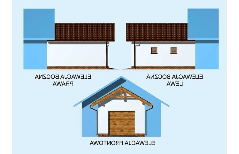 Projekt garażu GP2 garaż dostawiany - elewacja 1