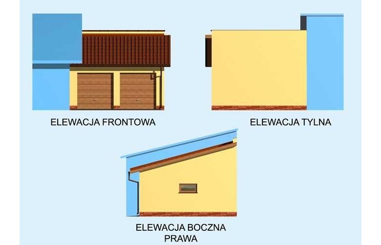 Projekt garażu GP4 garaż dostawiany dwustanowiskowy - elewacja 1