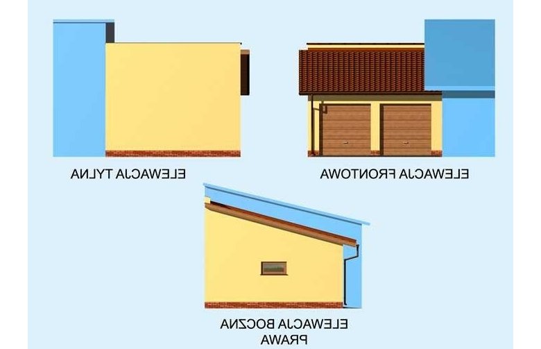 Projekt garażu GP4 garaż dostawiany dwustanowiskowy - elewacja 1