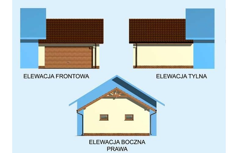 Projekt garażu GP5 garaż dostawiany - elewacja 1