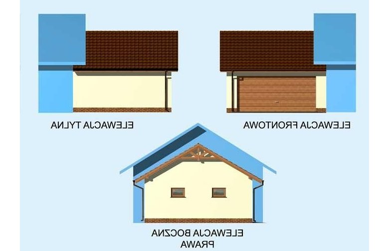 Projekt garażu GP5 garaż dostawiany - elewacja 1