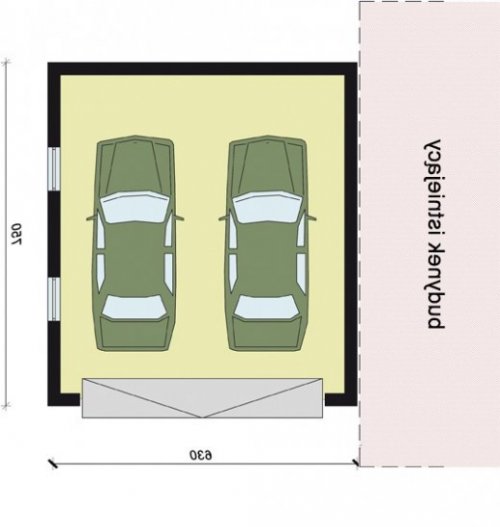 RZUT PRZYZIEMIA GP5 garaż dostawiany - wersja lustrzana