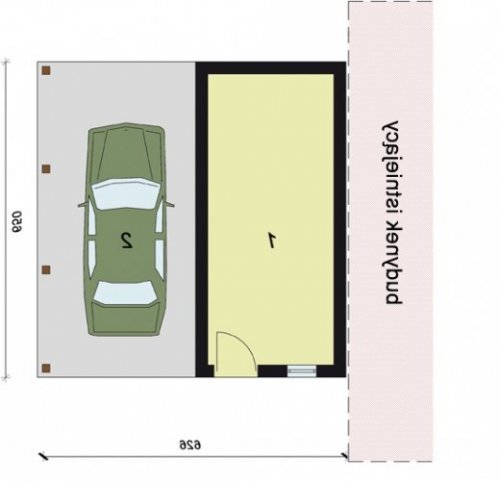 PRZYZIEMIE GP6 projekt budynku gospodarczego dostawianego - wersja lustrzana