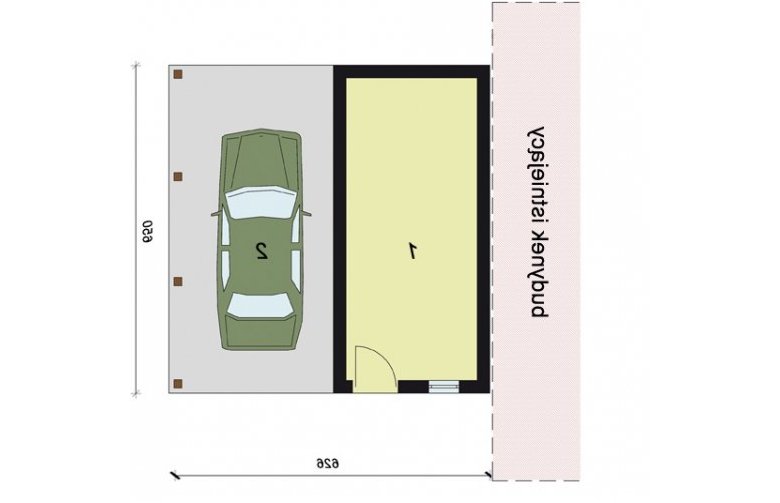 Projekt garażu GP6 projekt budynku gospodarczego dostawianego - przyziemie