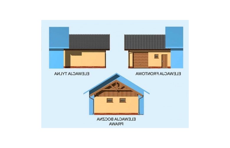Projekt garażu GP7 garaż dostawiany - elewacja 1
