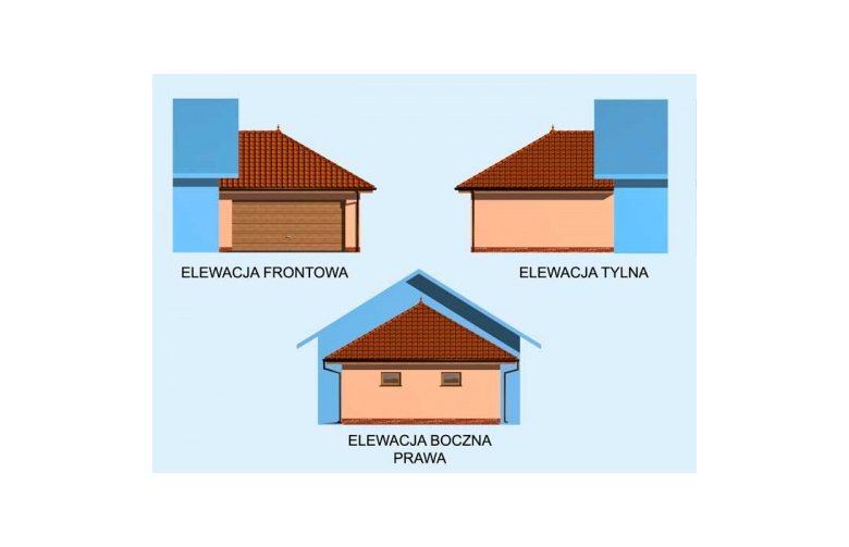 Projekt garażu GP8 garaż dostawiany dwustanowiskowy - elewacja 1