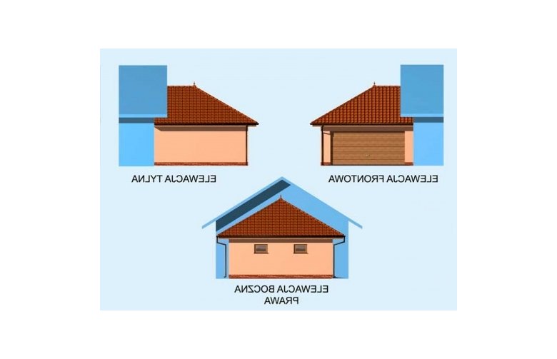 Projekt garażu GP8 garaż dostawiany dwustanowiskowy - elewacja 1