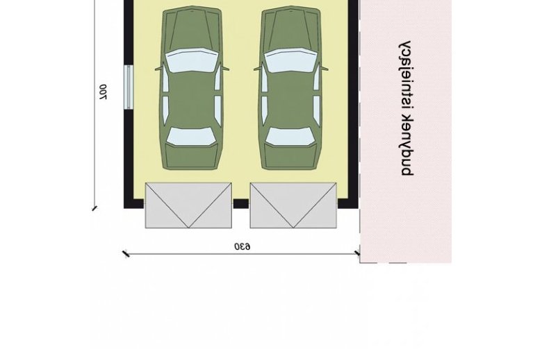 Projekt garażu GP8 garaż dostawiany dwustanowiskowy - przyziemie