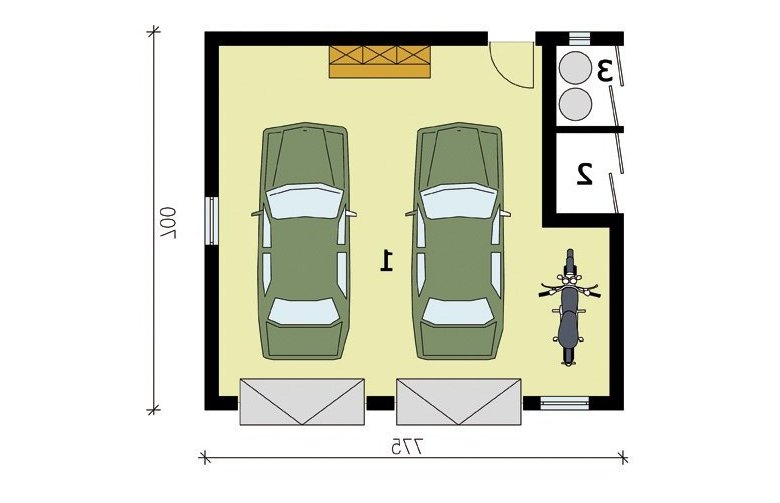 Projekt garażu G174 garaż dwustanowiskowy - przyziemie