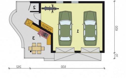 PRZYZIEMIE G185 garaż dwustanowiskowy z wędzarnikiem - wersja lustrzana