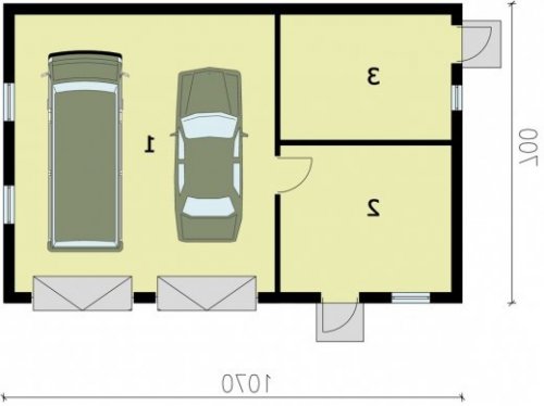 PRZYZIEMIE G195 garaż dwustanowiskowy z pomieszczeniami gospodarczymi - wersja lustrzana