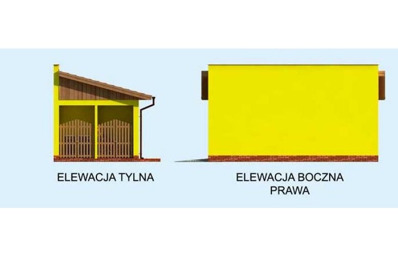 Projekt garażu G205 garaż jednostanowiskowy - elewacja 2