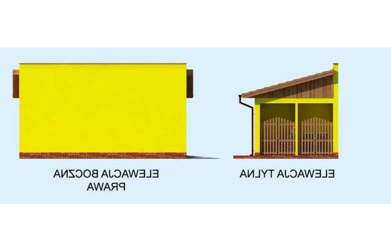 Projekt garażu G205 garaż jednostanowiskowy - elewacja 2