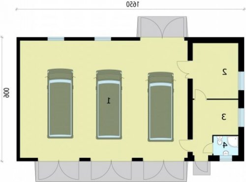 PRZYZIEMIE G206 garaż trzystanowiskowy z pomieszczeniami gospodarczymi - wersja lustrzana