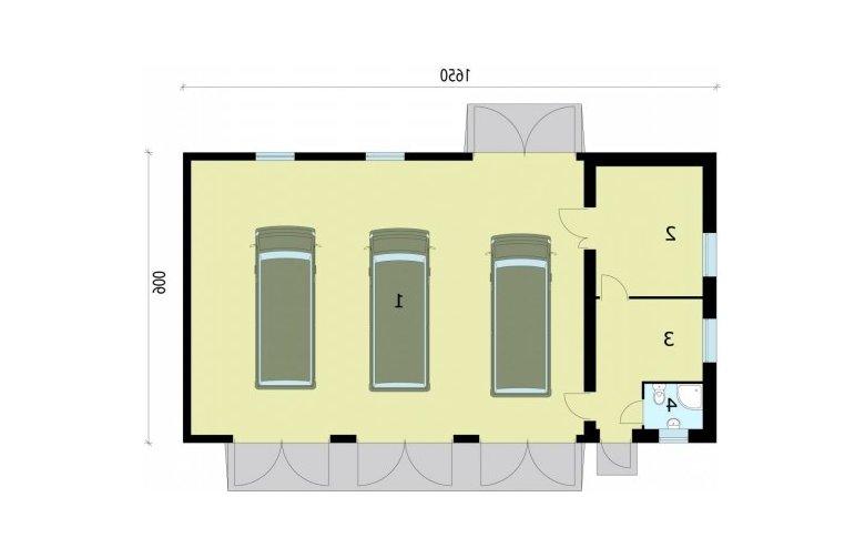 Projekt garażu G206 garaż trzystanowiskowy z pomieszczeniami gospodarczymi - przyziemie