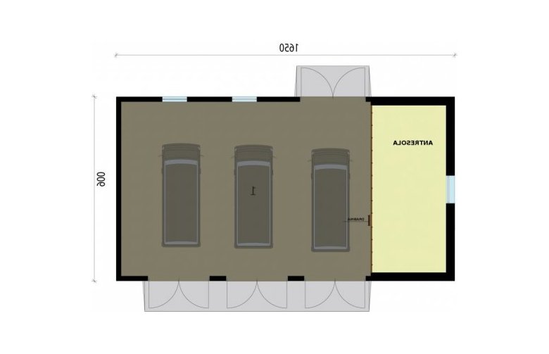 Projekt garażu G206 garaż trzystanowiskowy z pomieszczeniami gospodarczymi - rzut antresoli