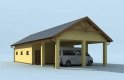 Projekt garażu G209 garaż dwustanowiskowy z wiatą garażową - wizualizacja 2
