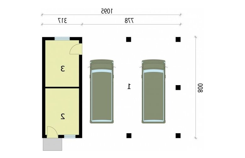 Projekt garażu G211 wiata garażowa - parter
