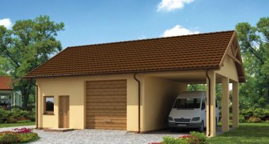 Projekt domu G213 garaż dwustanowiskowy z pomieszczeniami gospodarczymi