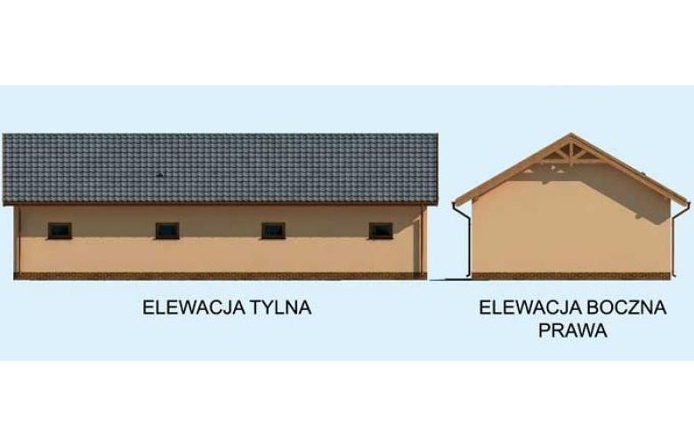 Projekt garażu G217 garaż trzystanowiskowy z pomieszczeniami gospodarczymi - elewacja 2