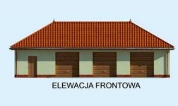 Elewacja projektu G218 garaż trzystanowiskowy z pomieszczeniami gospodarczymi - 1