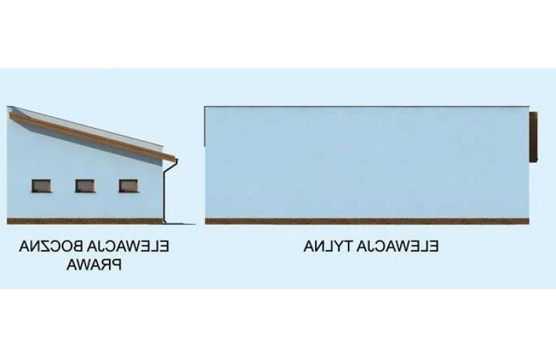 Projekt garażu G219 garaż trzystanowiskowy z pomieszczeniem gospodarczym - elewacja 2