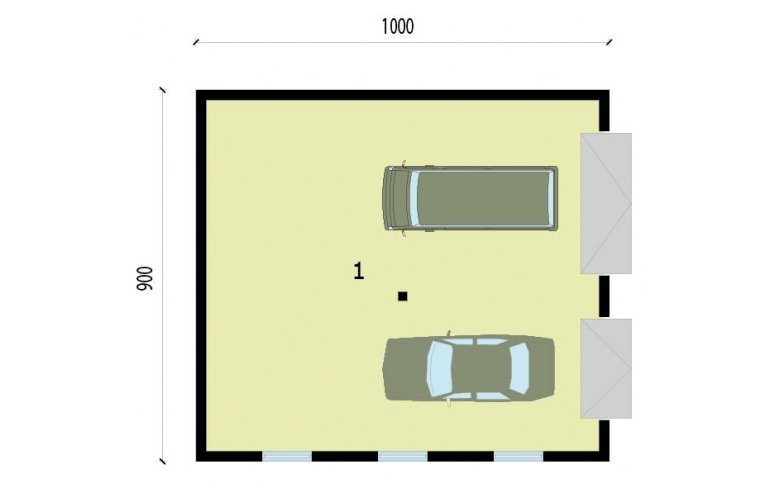Projekt garażu G220 garaż dwustanowiskowy - rzut przyziemia