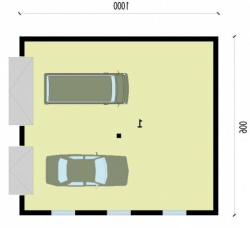 RZUT PRZYZIEMIA G220 garaż dwustanowiskowy - wersja lustrzana