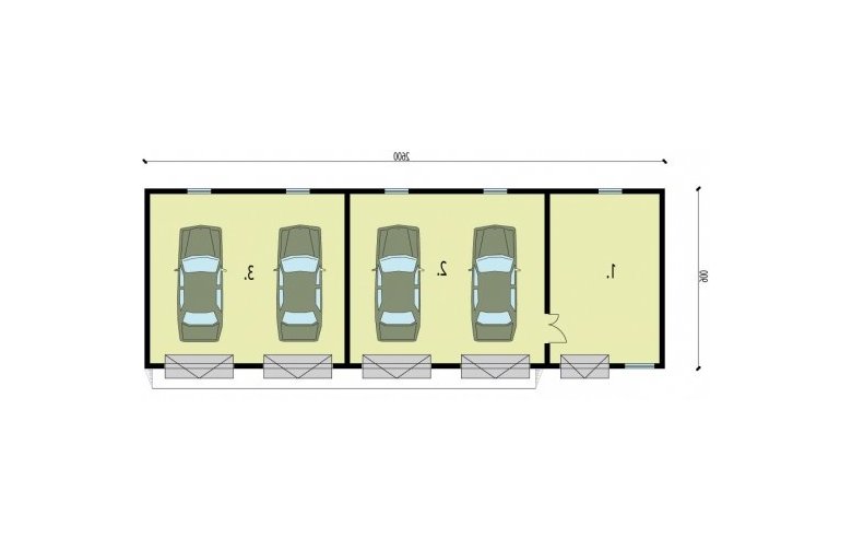 Projekt garażu G224 garaż pięciostanowiskowy - rzut przyziemia