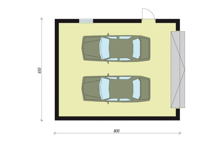 Projekt garażu G2a garaż dwustanowiskowy - rzut