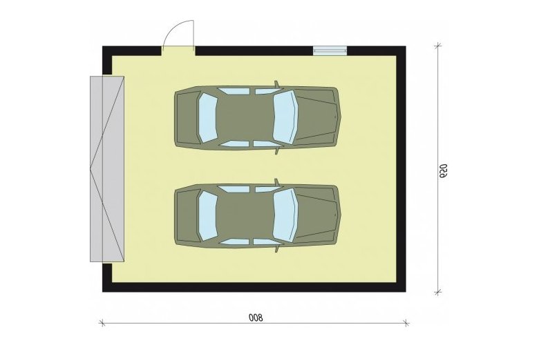 Projekt garażu G2a garaż dwustanowiskowy - rzut