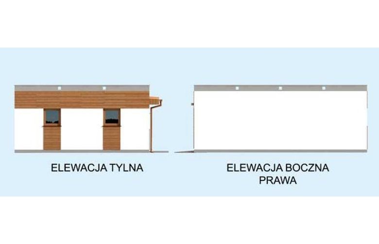 Projekt garażu G1a2 garaż dwustanowiskowy z pomieszczeniem gospodarczym - elewacja 2