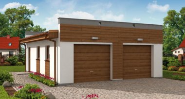 Projekt domu G1a2 garaż dwustanowiskowy z pomieszczeniem gospodarczym