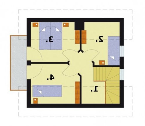 RZUT PODDASZA ORLEAN 2 dom letniskowy z poddaszem - wersja lustrzana