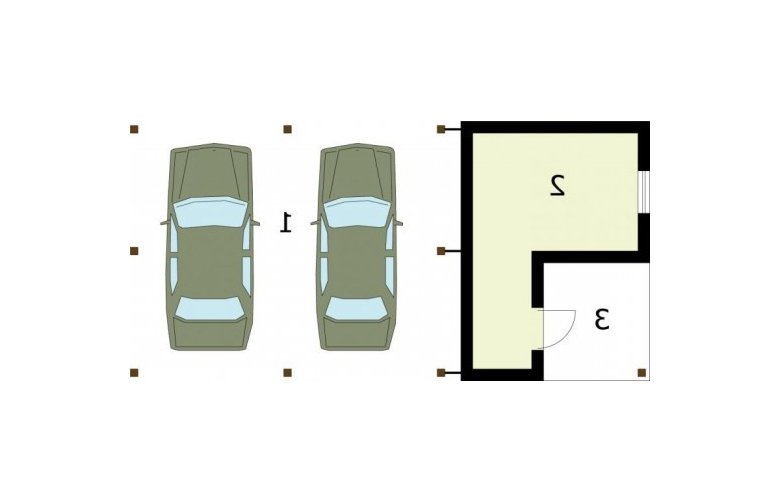 Projekt budynku gospodarczego G239 wiata garażowa dwustanowiskowa z pomieszczeniem gospodarczym - rzut przyziemia