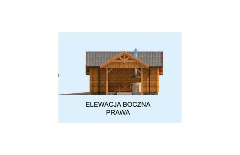 Projekt garażu G53 z bali drewnianych - elewacja 4